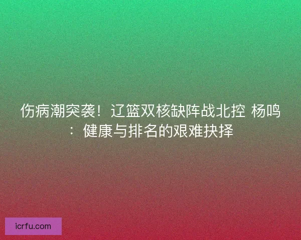伤病潮突袭！辽篮双核缺阵战北控 杨鸣：健康与排名的艰难抉择